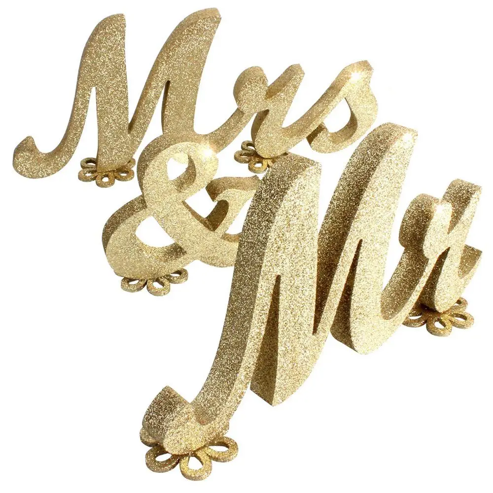 3 шт./компл. Свадебные украшения деревянные MR &amp MRS блестящие буквы знаки вечерние