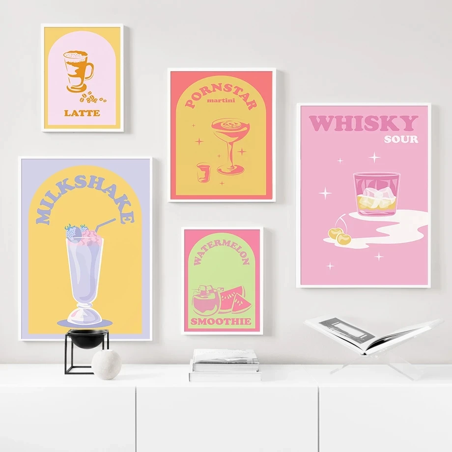 

Milkshake Smoothie Lemonade Iced Tea Wall Art Canvas Painting Nordic Posters And Prints Pictures For Bar Room Home Decoration