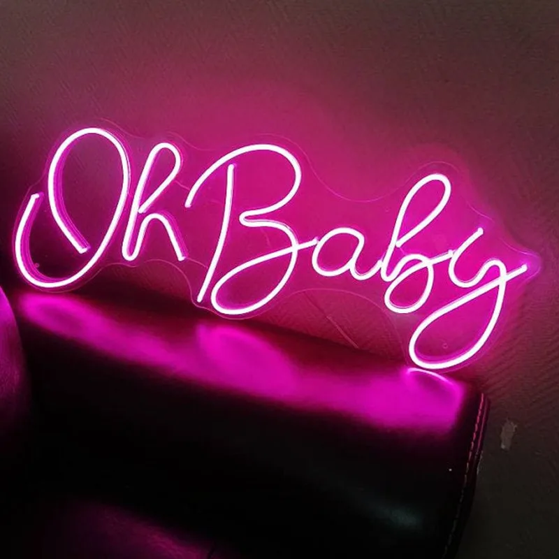 

Неоновая вывеска Oh Baby на заказ, неоновая вывеска для спальни, бара, домашвечерние, Настенный декор, акриловая гибкая вывеска, светодиодный с...