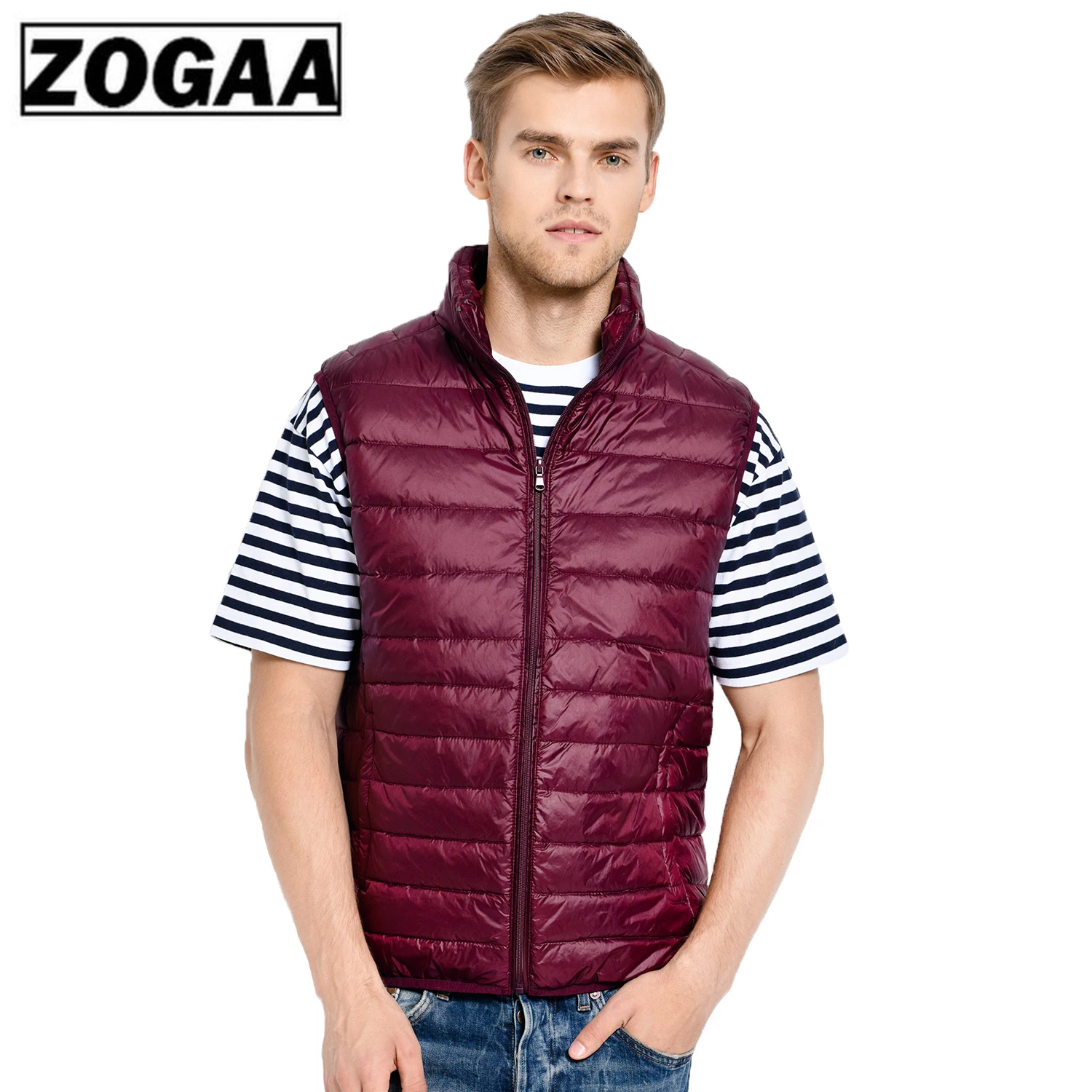 

Zogaa Fashion Men's Sleeveless Jacket Winter Ultralight White Duck Down Vest Male Slim Vest Men Clothes Windproof Warm Waistcoat