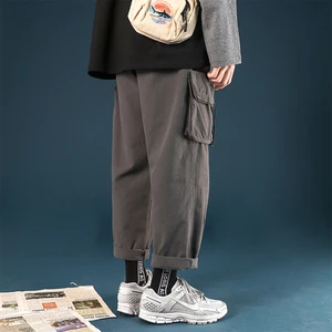 Осенние мужские рабочие хлопковые брюки с принтом, свободные штаны для отдыха, брюки, активные эластичные шаровары в стиле хип-хоп, спортивные штаны для бега