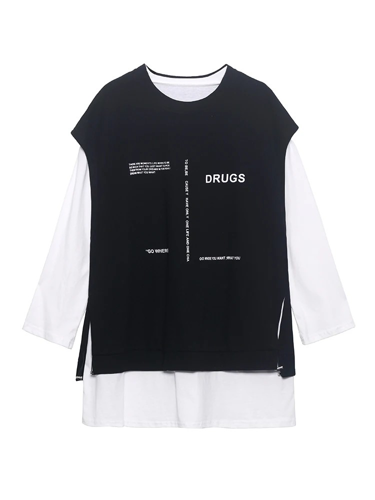 

Women's long-sleeved t-shirt loose and all-match age-reducing western style sleeveless vest + two-piece bottoming shirt