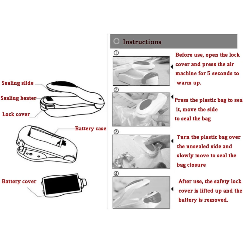 Mini Portable Food Clip Heat Sealing Machine Sealer For Snacks Candy Portable Bag Clip Seal Packing Plastic Bag Seal Capper