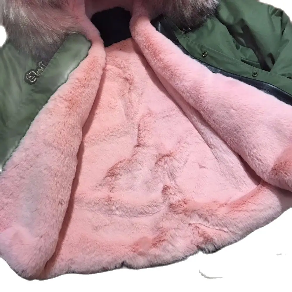 Модная розовая меховая парка с бусинами зимняя короткая куртка мехом верхняя