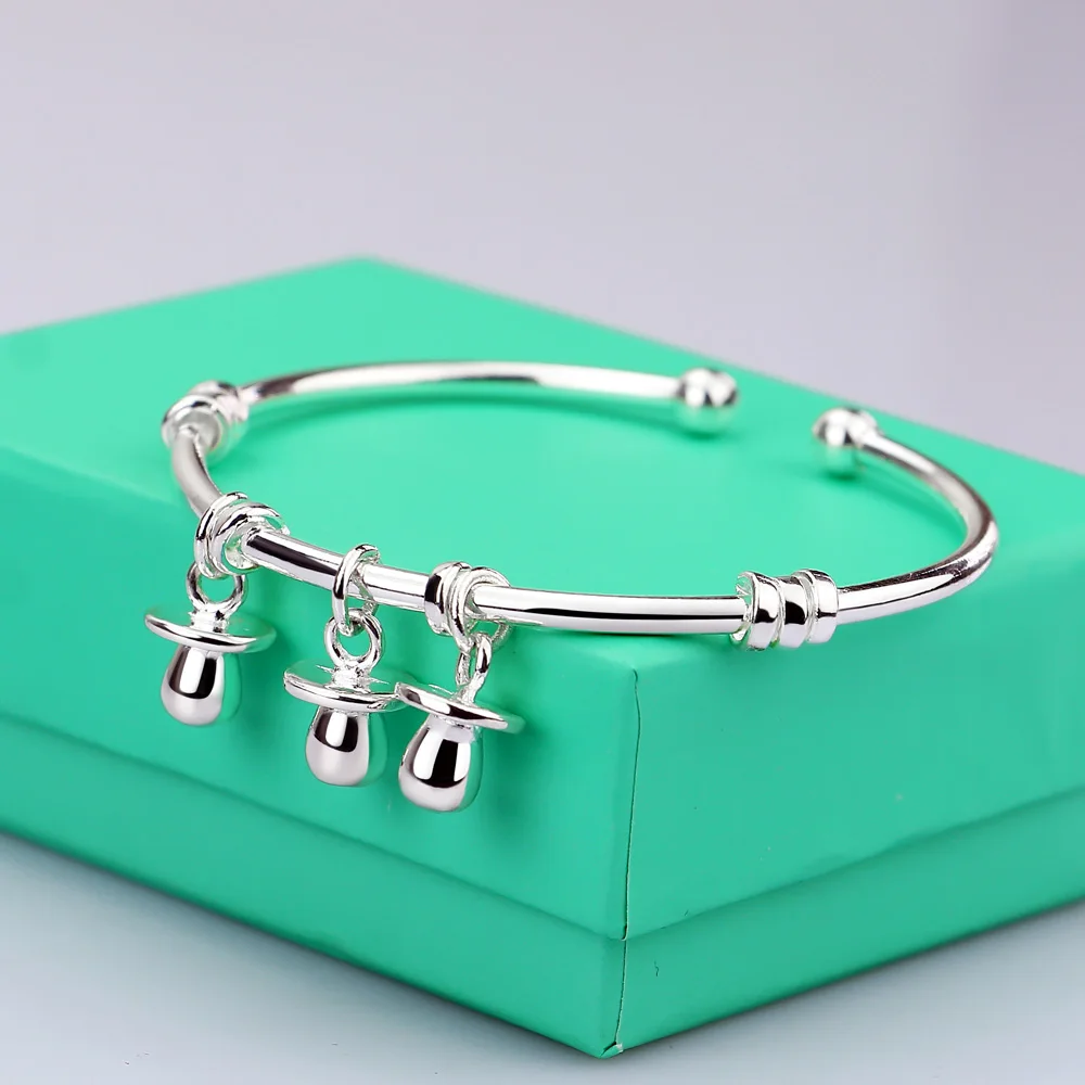 Персонализировать Простой 925 серебряные браслеты Симпатичные соски-пустышки