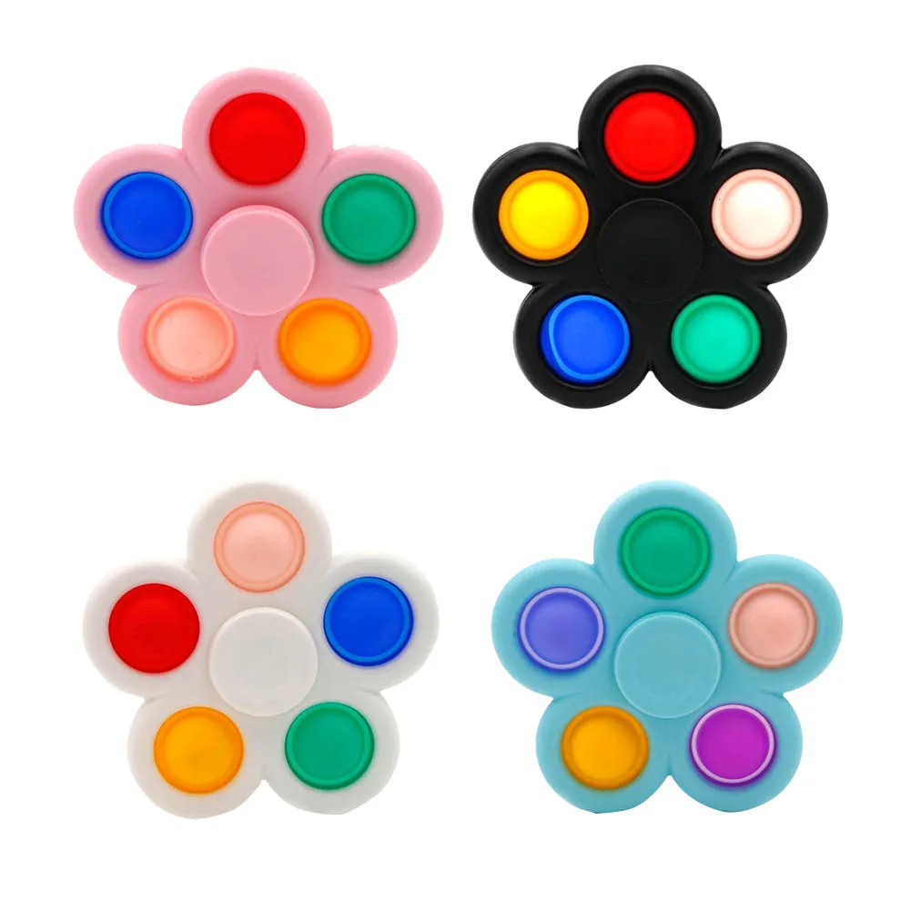 Spinner antipolvo de hoyuelos Simple, peque&ntilde;o llavero para aliviar el estr&eacute;s, colgante, burbujas de empuje, juguetes giratorios de mano para ni&ntilde;os y adultos, regalos-0