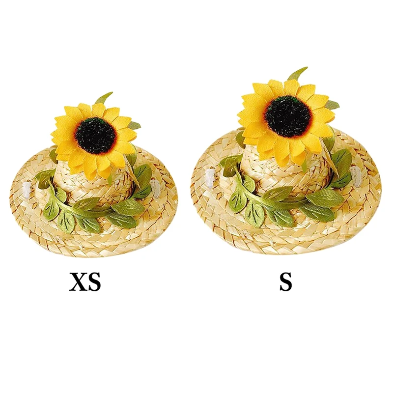 

New Cat Straw Hat Cute Creative Small Flower Cat Costume Pet Kitten Hawaiian Style Sun Hats Cats Decoration Supplies Accessories