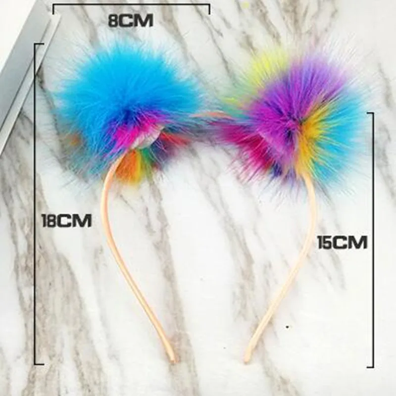 Ободок для волос с помпоном женщин и девочек ободок из искусственного меха