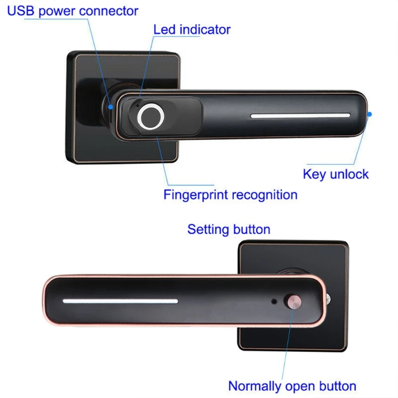 

1Set Smart Electronic Door Lock Intelligent Biometric Fingerprint Lock Entry Tools for Home Office Security with Key