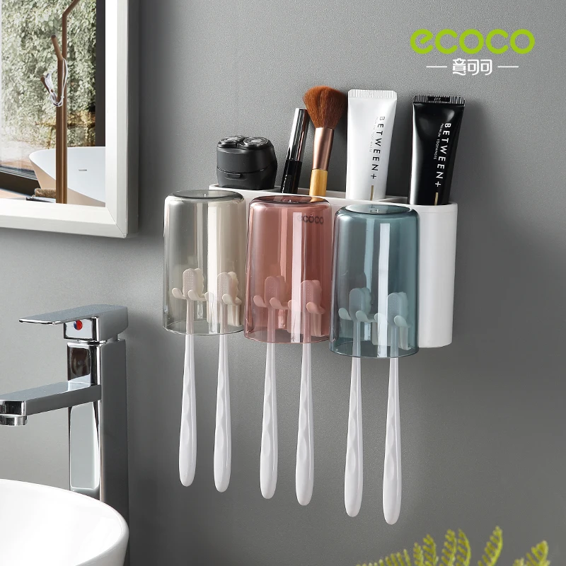 ecoco toothbrush holder wall mount stand bathroom accessories set for couple and family toothbrush holder rack free global shipping