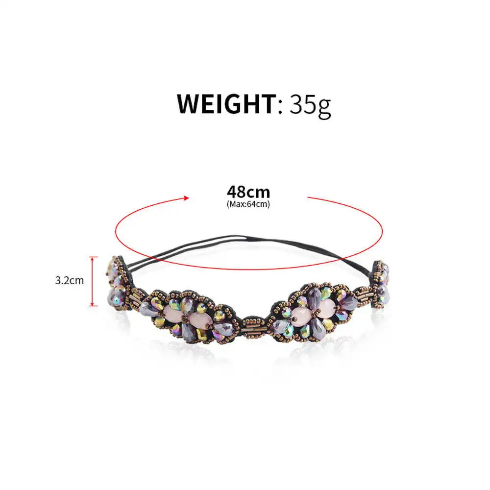 

Colorful vintage frizzy strass hairband elastic braided flower for female fashion personality headwear fashion