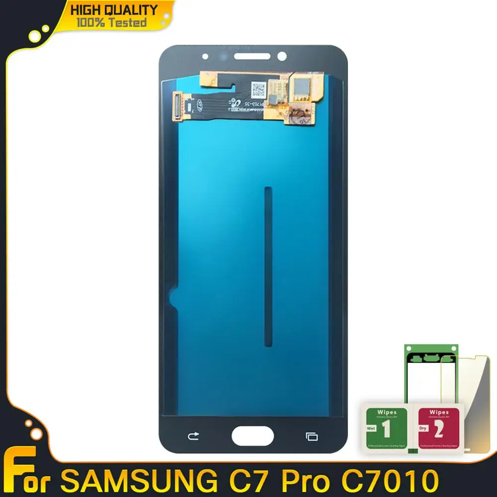 Супер AMOLED ЖК-дисплей высокого качества для samsung Galaxy C7 Pro C7010 закаленное стекло ЖК-экран дисплей сенсорный дигитайзер сборка