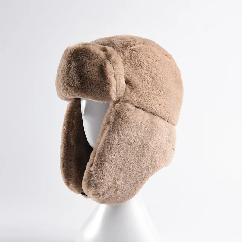 Толстая плюшевая шапка бомбер теплая зимняя для мужчин женщин ушанка шерсть