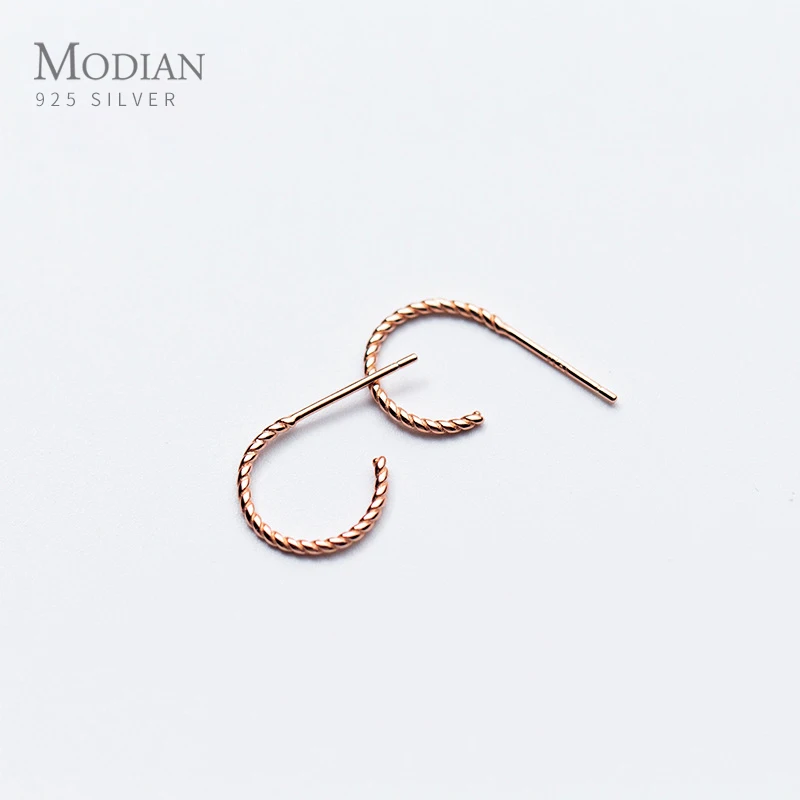 

Modian Fashion Geometric Ear Pin for Women Gift Genuine 925 Sterling Silver Twist Line Hook Stud Earring Fine Jewelry Bijoux