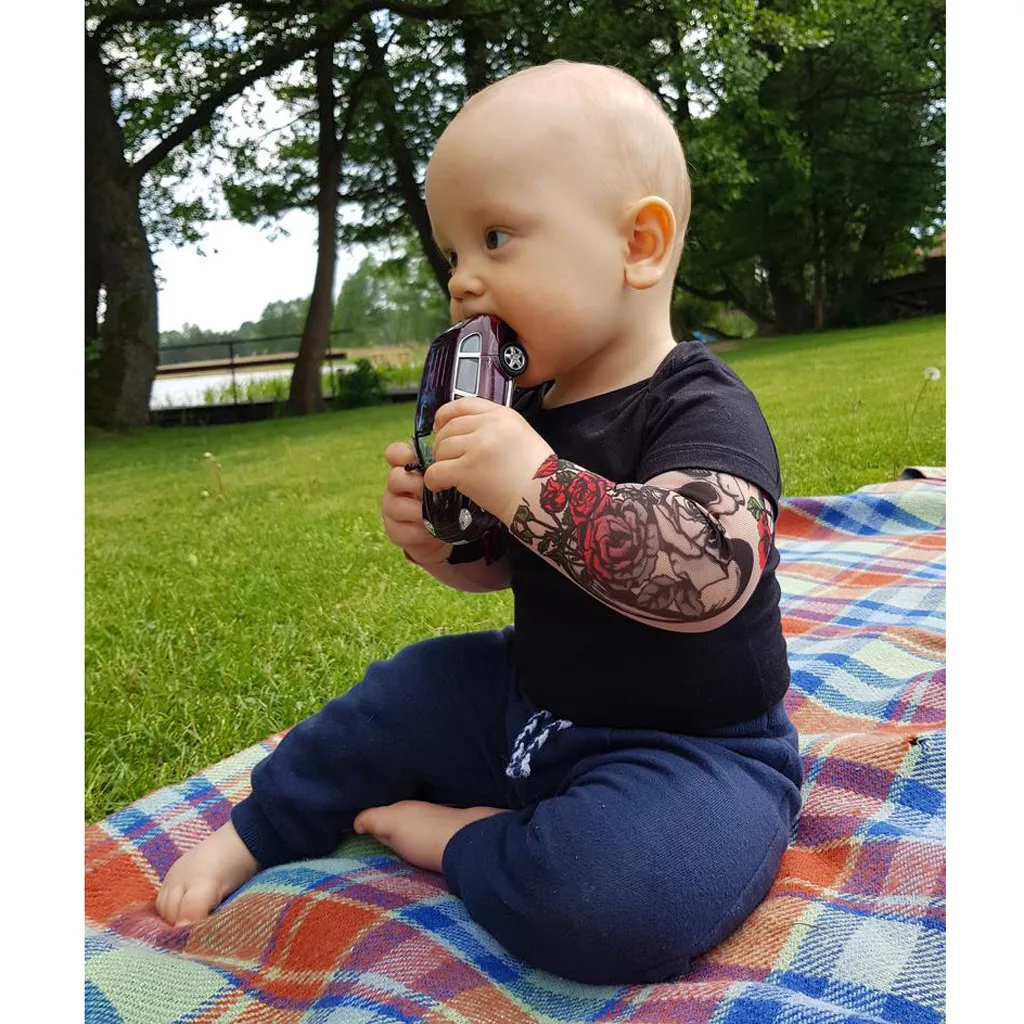 Jumpsuit for Infant Boys Newborn Baby Tattoo Printed Long Sleeve Patchwork Romper Bodysuit Cool Cotton Clothes 0-18M |