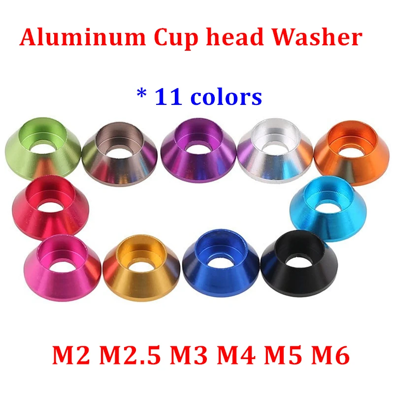 10pcs Aluminum cap head washer M2 M2.5 M3 M4 M5 M6 colourful aluminum washer for hex socket cap head screw and RC Parts