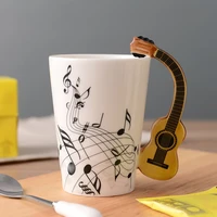 guitar ceramic mug cup personality music note milk juice lemon mug coffee tea hot drinking cup home office drinkware