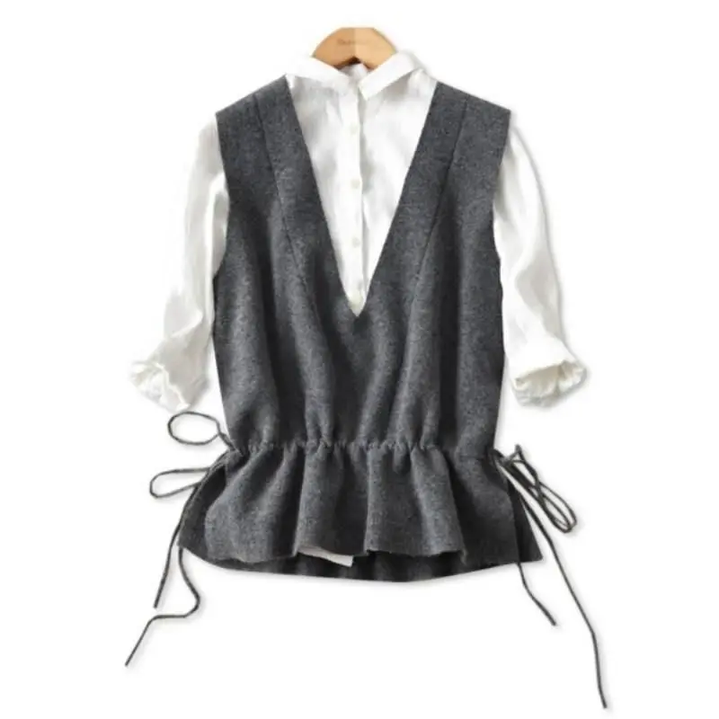 

M-4XL V-neck knitted vest women's sweater autumn and winter new Korean loose wild sweater vest sleeveless sweater womens cape