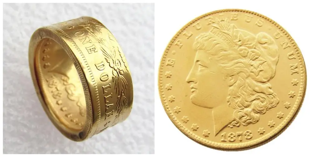 США 1878 Моргана доллар Позолоченные ⟪gle' копия украшение монета кольцо ручной