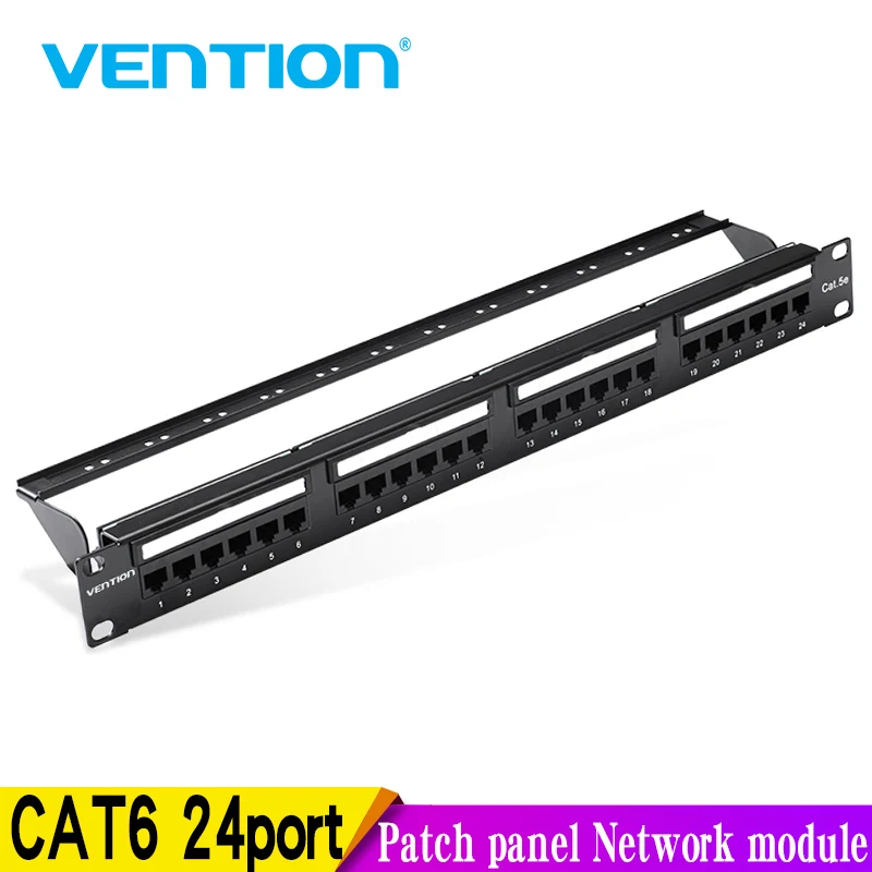 Сетевой адаптер Vention 19in 1U стеллаж 24 порта CAT6A соединительная панель RJ45