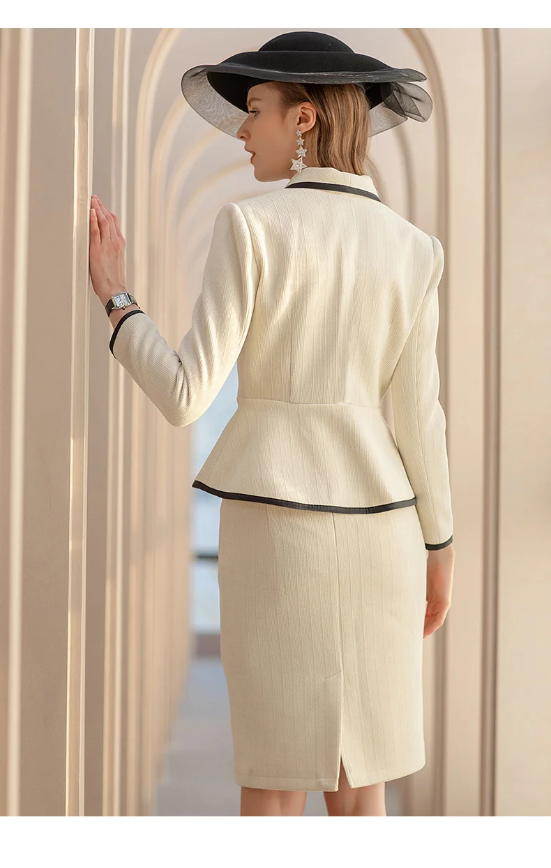 2021 Blazer Pencil Skirt Suits Women 2 Piece Set Elegant High Quality Luxury Designer Office Ladies Formal Business Work Clothes