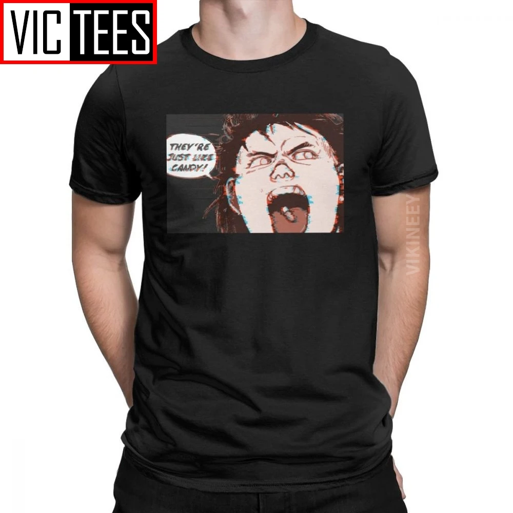 Футболка мужская оверсайз из хлопка с принтом они просто как конфеты и глитч |