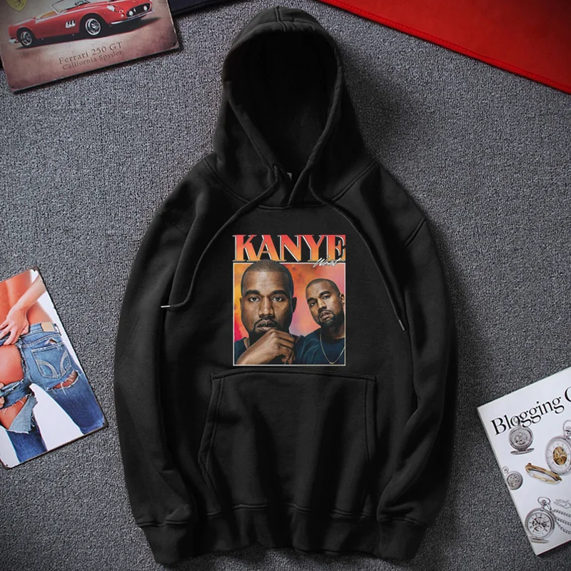 Новый Hombre sudaderas con capucha Kanye West 90s Винтаж унисекс Толстовка Прохладный Для мужчин хип