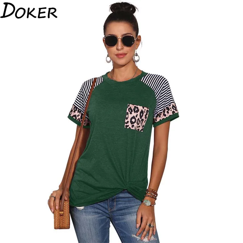 Летняя леопардовая футболка для женщин 2020 Винтажная с круглым вырезом и коротким