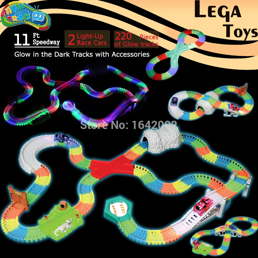 Волшебный изгиб пути полный набор гоночных треков более 220 штук светится в