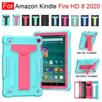 for kindle fire hd 8 2020 full body heavy duty rugged shockproof protective rugged case with kickstand