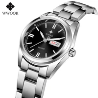 wwoor 2021 new top luxury brand women silver black watch fashion stainless steel quartz waterproof wrist watches relojs de mujer