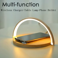 10w qi fast wireless charger led desk lamp fast wireless charger adjustable phone holder charging table bedside night light