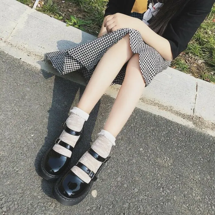 

Women Patent Leather Ankle Strap Lolita Mary Janes Ladies Shoes Round Toe Size