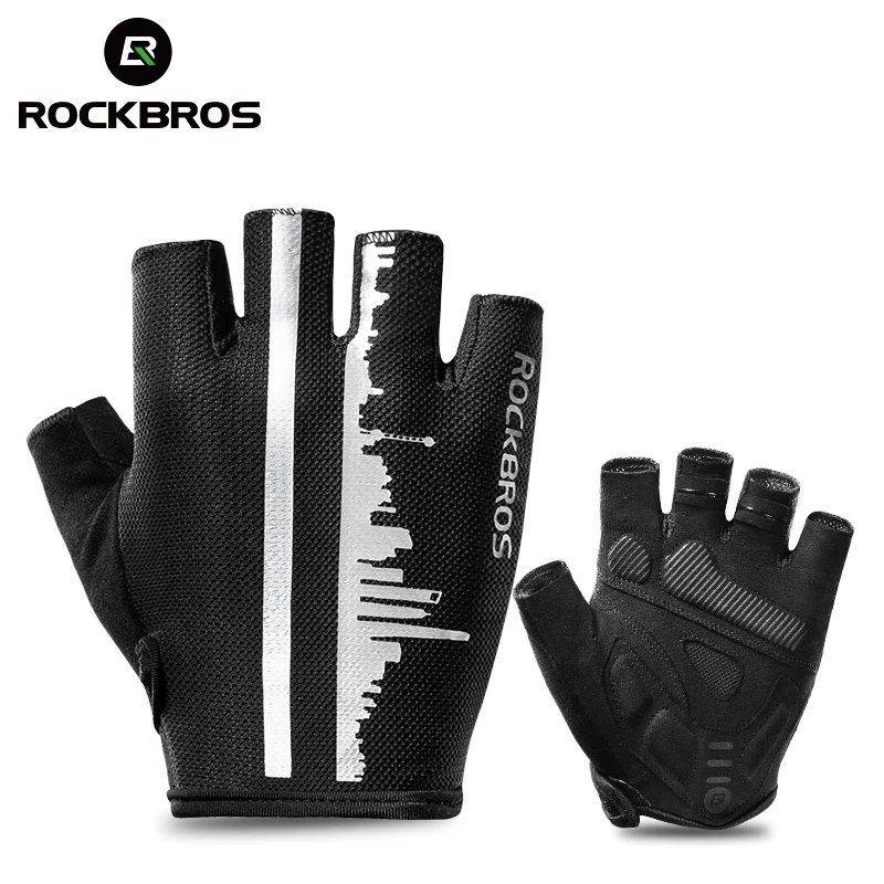 

ROCKBROS Summer Cycling Half Finger Gloves Anti-slip Breathable Bicycle Gloves Men Women Anti-sweat Reflective Bike Gloves