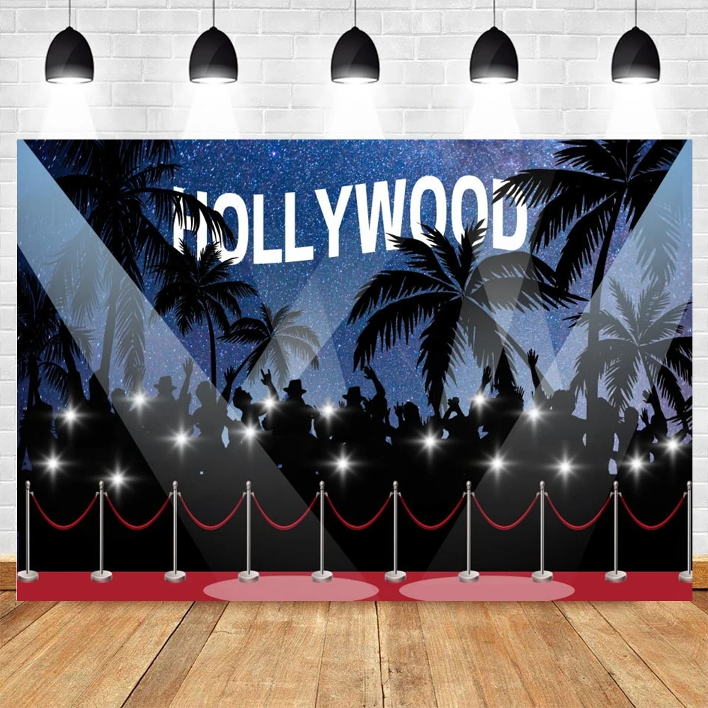 Фон для фотосъемки с изображением красной ковровой дорожки Голливуда кинотеатра