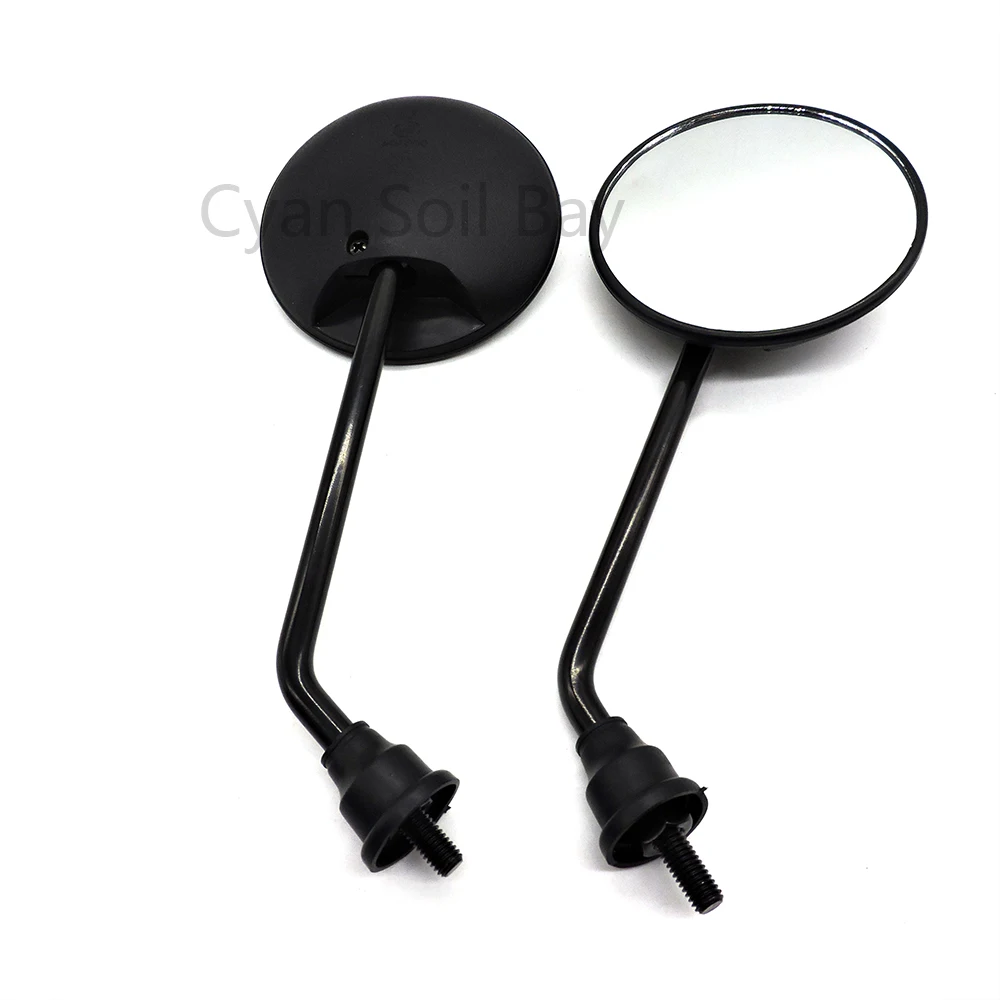 Зеркала заднего вида для мотоцикла и скутера круглые изогнутые черные 8 мм 10