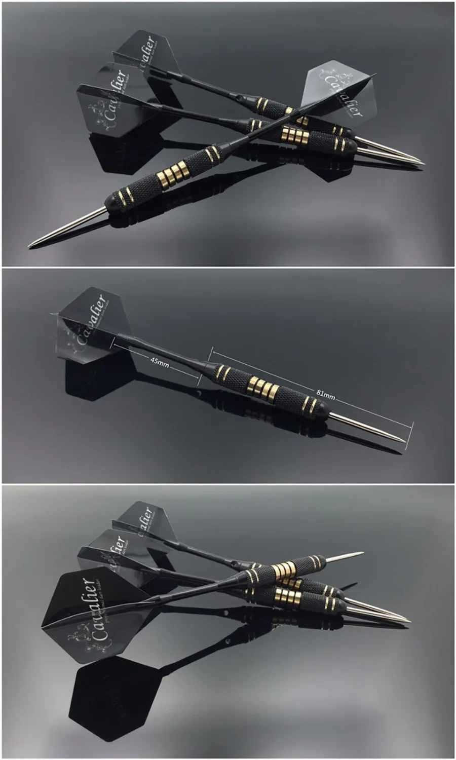 

3pcs/set Professional Darts Free Carry Box 24g 25g Black Golden Color Steel Tip Darts With Brass Darts Shafts