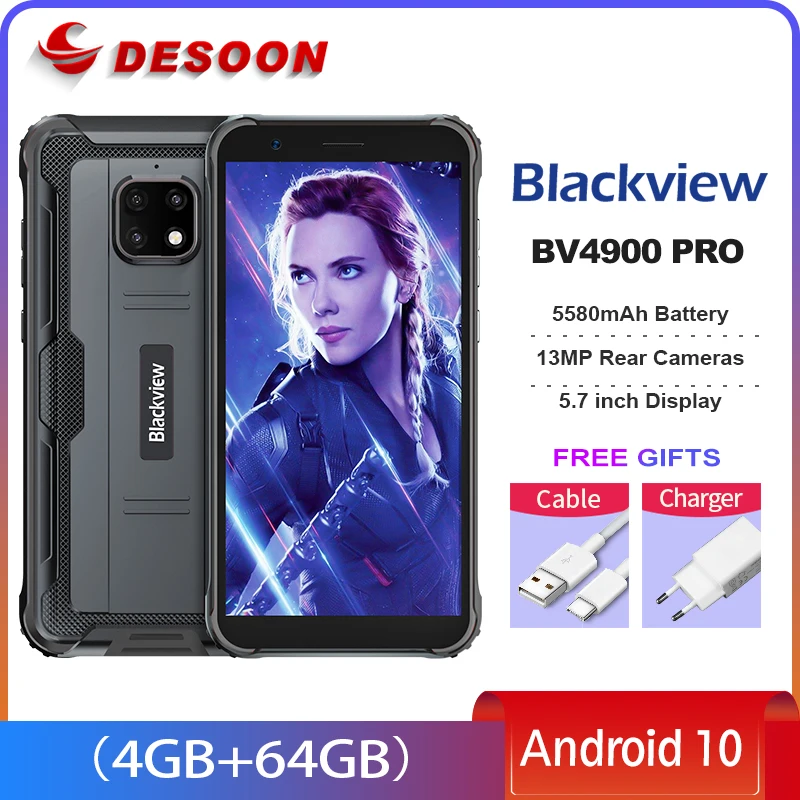 Blackview BV4900 Pro 4GB 64GB Rugged SmartPhone Octa Core Android 10 IP68 Waterproof Mobile Phone 5580mAh NFC 5.7'' 4G Cellphone