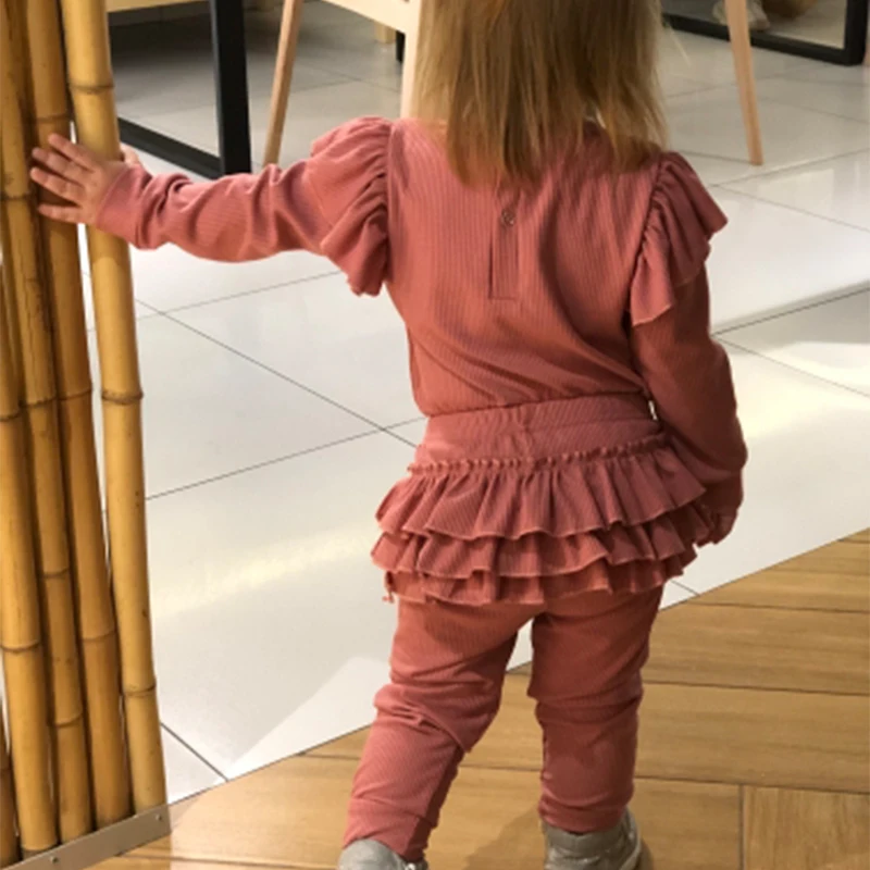 clothess Baby Girl Clothes 2Pc Set Newborn Ruffle Sleeve Bodysuit+Comfortable Pants Infant Toddler Boy Q20 | Детская одежда и
