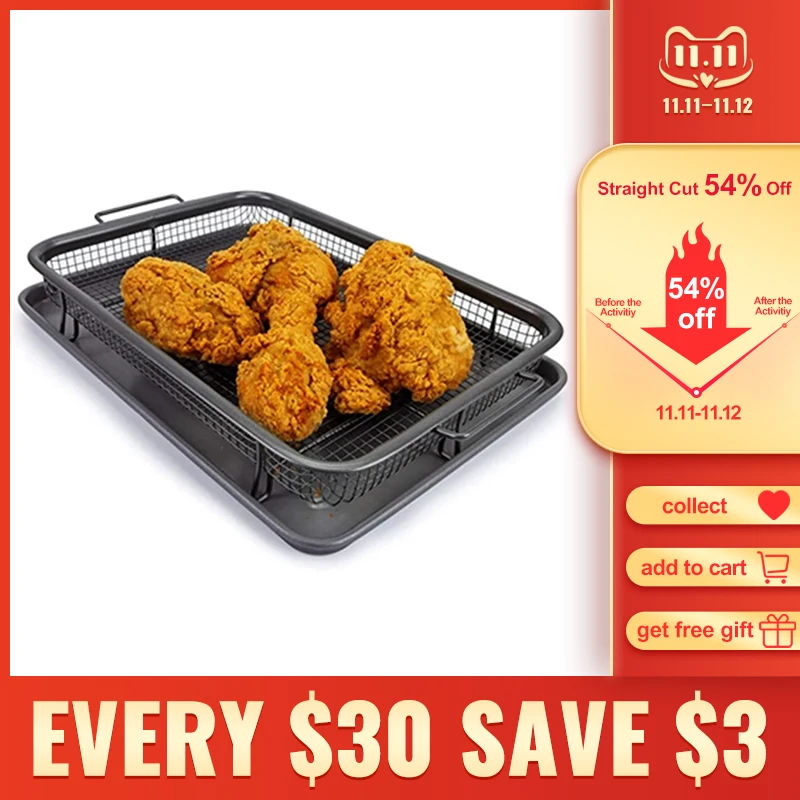 

Поднос для выпечки из нержавеющей стали, квадратная антипригарная сковорода для выпечки, корзина для чипсов, посуда для выпечки, гриль, сетч...