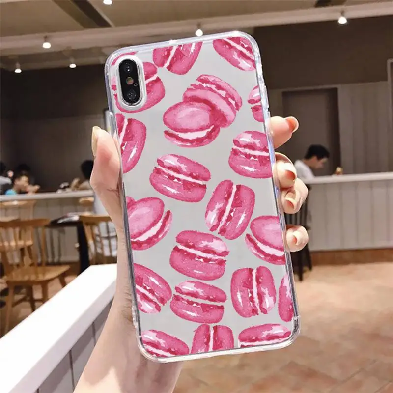 

Sweet Cake Food Macaron Phone Case Transparent for iPhone 6 7 8 11 12 s mini pro X XS XR MAX Plus luxury design shell coque
