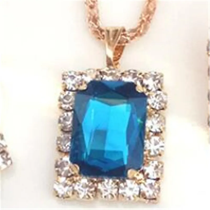 

Exquisite fashion romantic multi-color zircon necklace earrings ring three-piece combination ladies wedding jewelry holiday gift