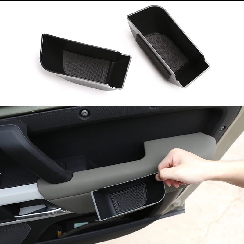 

For Land Rover Defender 110 20-2022 ABS Black Car Accessories Interior Door Handle Storage Box Glove Armrest Box Tray Organizer