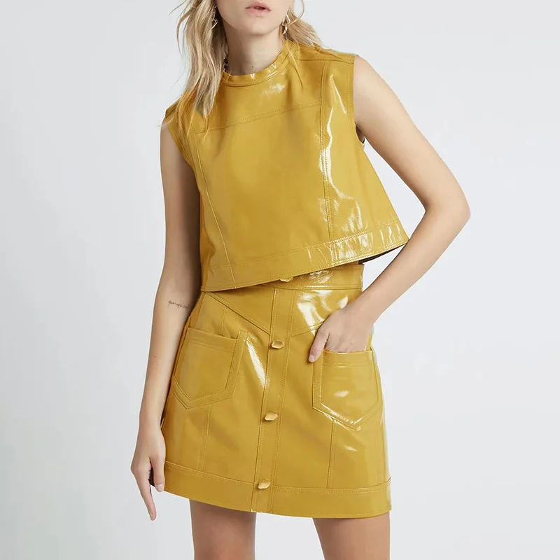 

Женский комплект из юбки и топа, с круглым вырезом