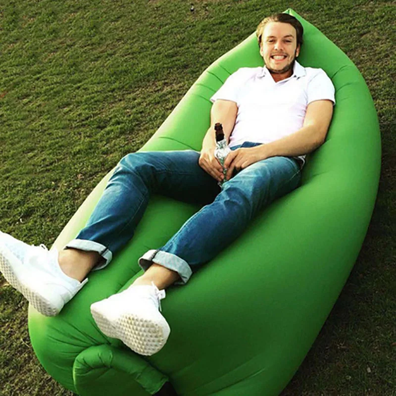 Fiyat Kamp şişme Sofa Tembel çanta Taşınabilir Katlanır Sandalye Uyku Tulumu Hava Yatağı şişme Sofa şezlong Trend Plaj çantası