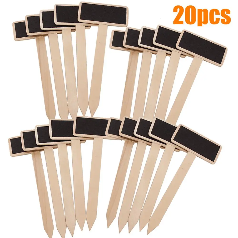 

20Pcs Wooden T Shape Vegetables Plant Pot Labels Tags Garden Chalkboard Decor Herbs Flowers Tools Garden Decoration