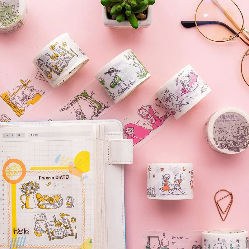 

1 шт. васи ленты DIY японская бумага соль девушка маскирующая лента декоративные клейкие ленты Скрапбукинг наклейки размер 100 см * 5 м