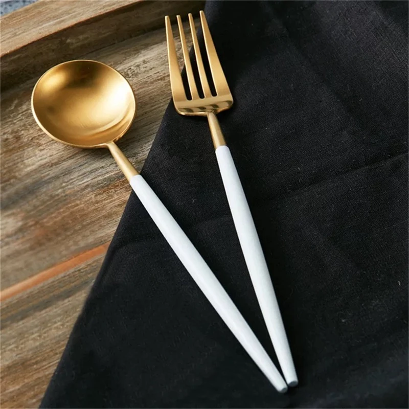 Набор столовых приборов из белого золота западный стиль посуда нержавеющей