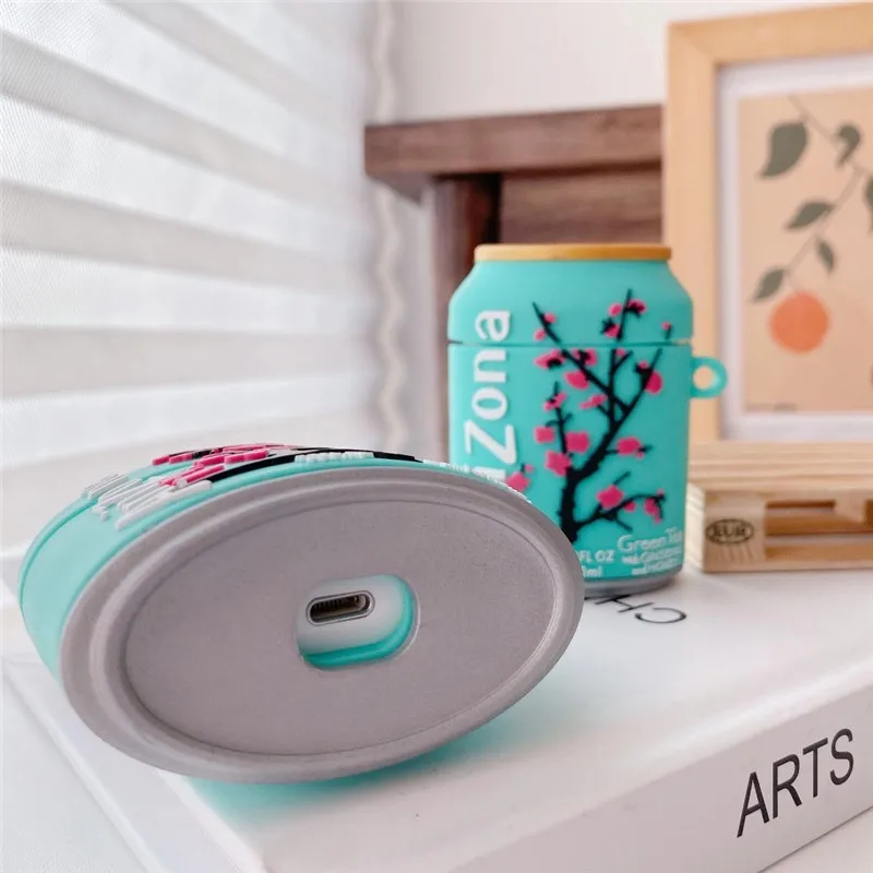 

3D Sakura Iced Tea Drink silicone Case For Apple Airpods 2 1 air pods Wireless charging soft Cover for airpods pro cool Box