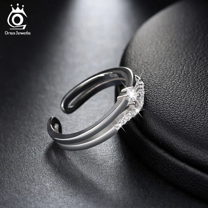 Женское кольцо ORSA JEWELS серебряное с регулируемым размером и кубическим цирконием